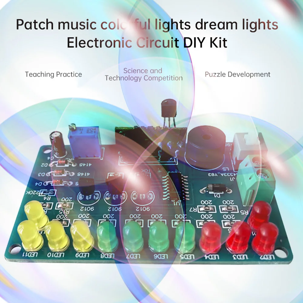 

LED Colour Light Electronic DIY Kit CD4060 Surface Mount Basic Circuit Tutorial Soldering Practice Module