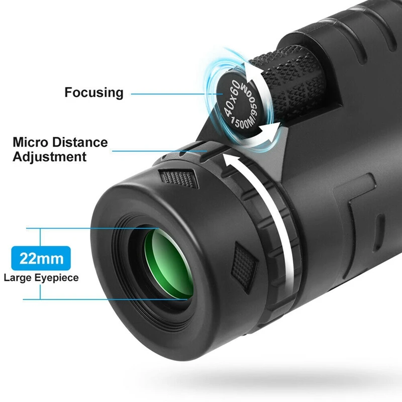 Super High Power 40X60 Monocular Telescope Portable Night Vision HD Zoom Monocular Binoculars Pocket Telescope