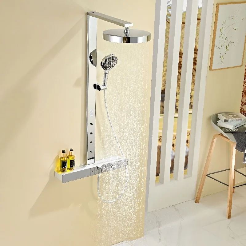 Single Handle Wall Mounted Brass Rain Shower Mixer Set Ceramic Spool Hotel Copper Material
