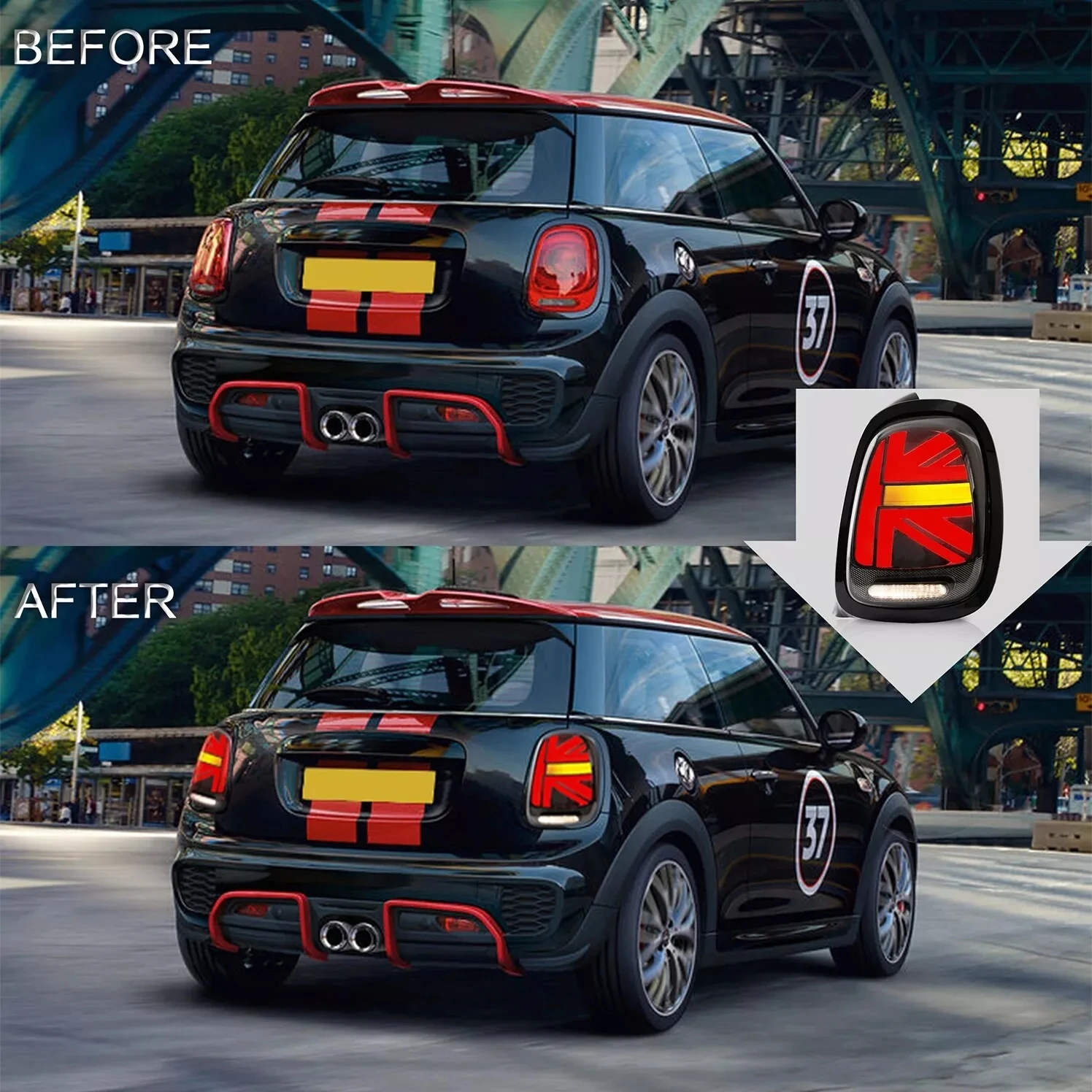 Pair Smoke Tail Light Assembly For Mini Cooper F55 F56 F57 2014-2019 Car Rear Lamps Left And Right Side