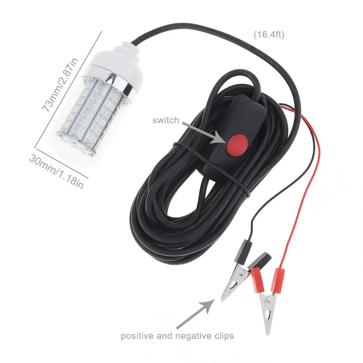 Luz LED de pesca subacuática, lámpara de pesca nocturna sumergible para atraer Crappie/gambas/calamar con cable de alimentación de 5M