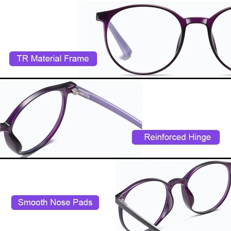 Ultralight Anti Blue Light Reading Glasses Women Fashion Elegant Purple Round Presbyopia Glasses Anti-fatigue Glasses Magnifier