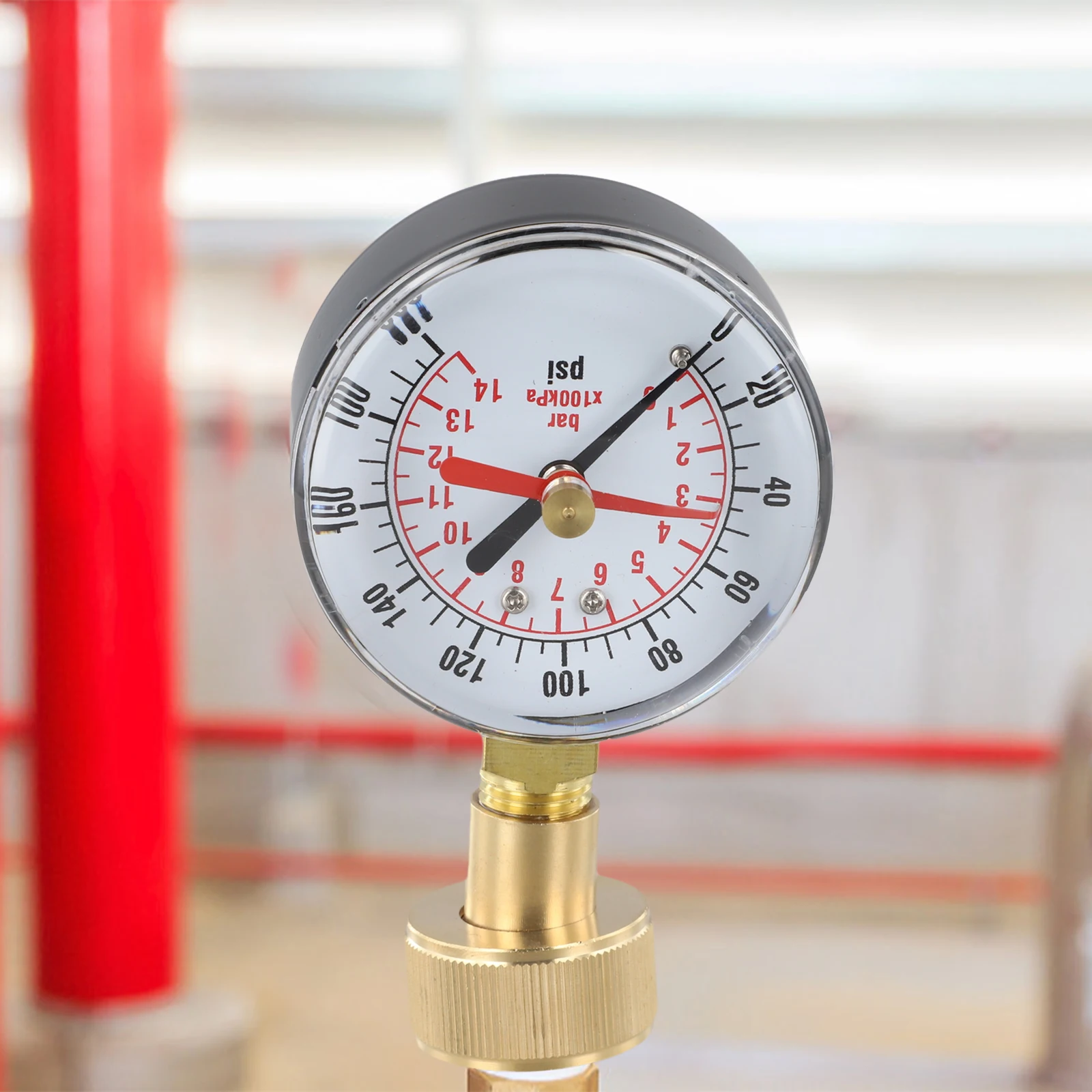 Water Pressure Gauge 0-200 PSI with 2-1/2 Inch Brass Body and 3/4 Female Hose Thread for Accurate System Readings