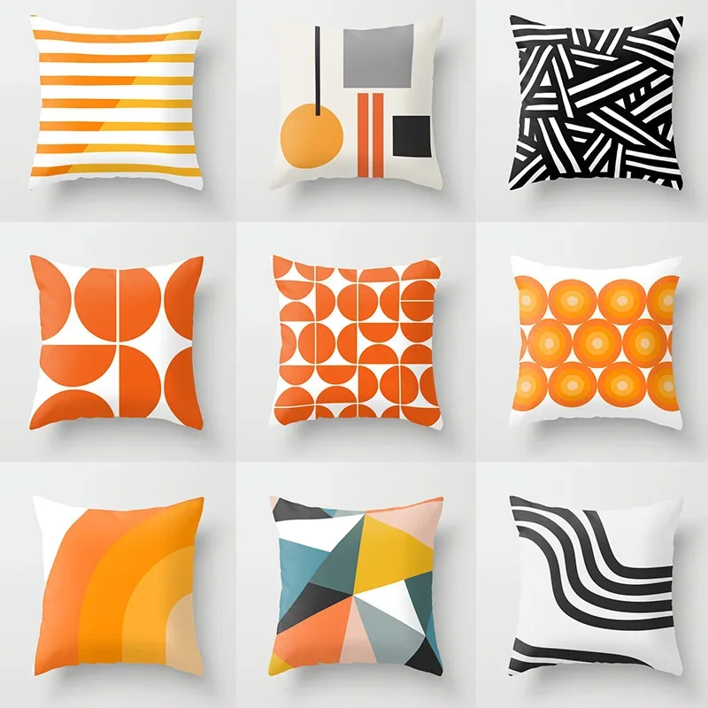 Geometric Orange Pillowcase Home Sofa Chair Decor  Cushion Cover