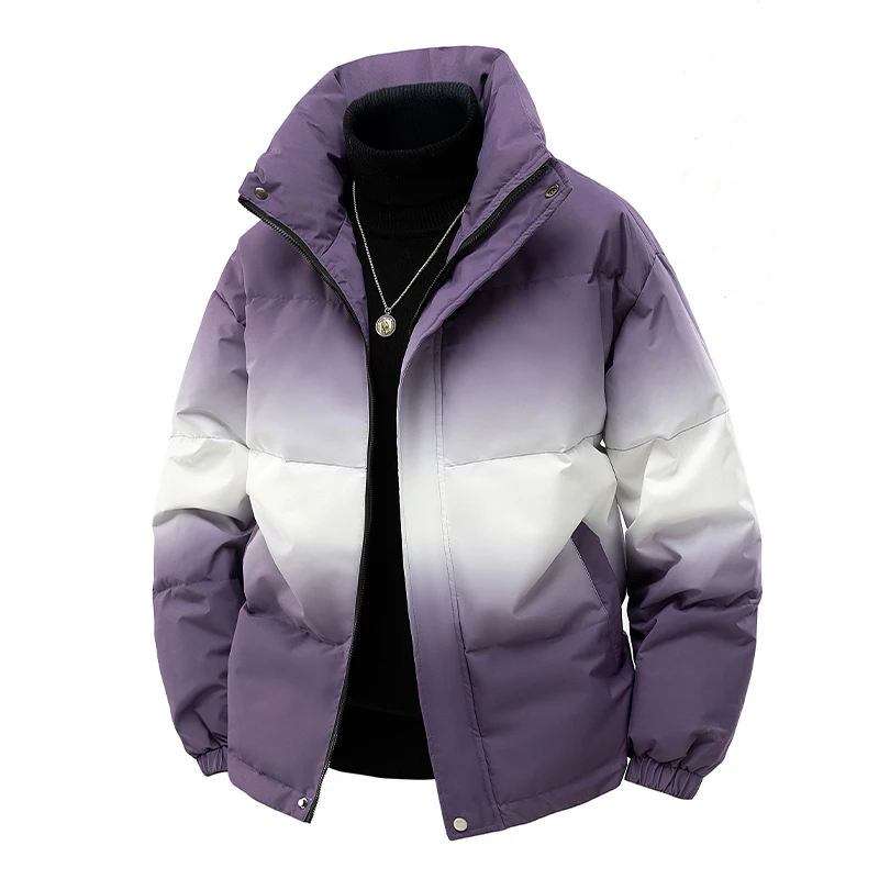 Fashion Men's Stand Collar Duck Down Jackets 2025 Winter Casual Warm Puffer Coat High Streetwear Windproof Loose Padded Clothing