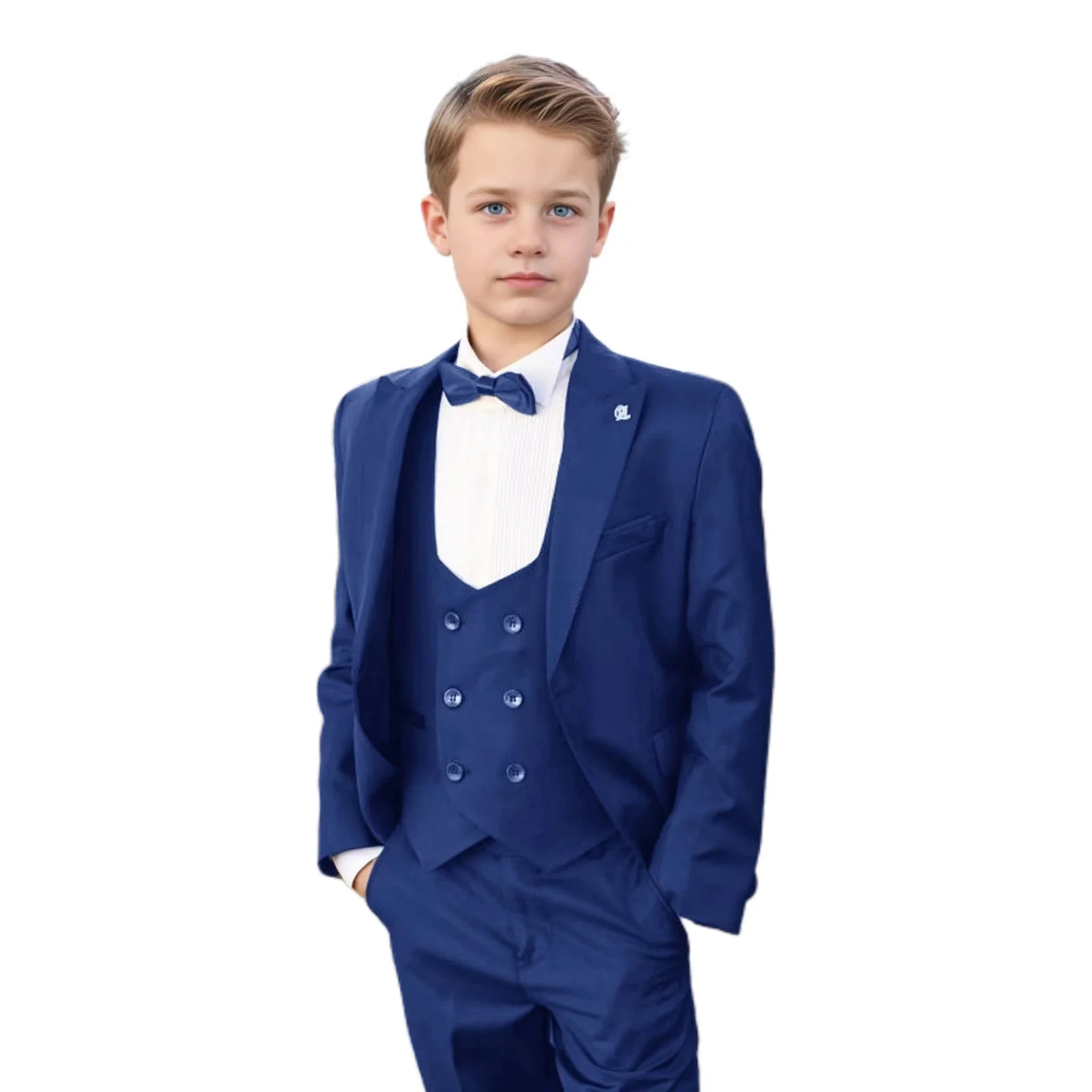 

Classic Suit For Boys Birthday Party Suit Set 3-16 Years 3 Piece Boys Wedding Suit Peaked Lapel Elegant Blazer Vest Pants