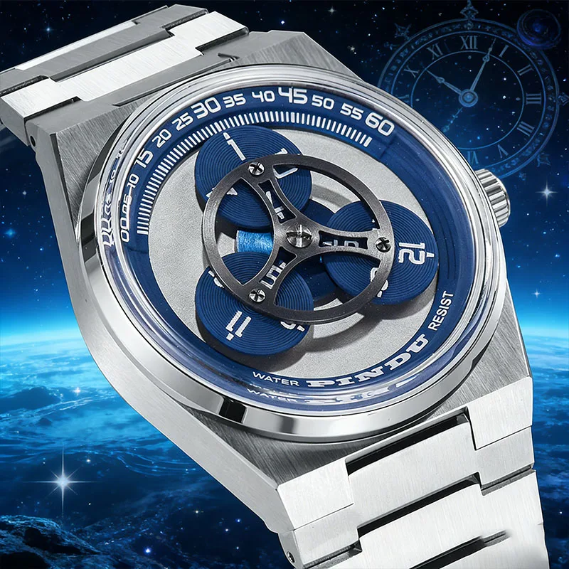 PINDU Design New Stainless Steel Mechanical Watch Men's Top Luxury Miyota 8215 Movement Waterproof Automatic Watch