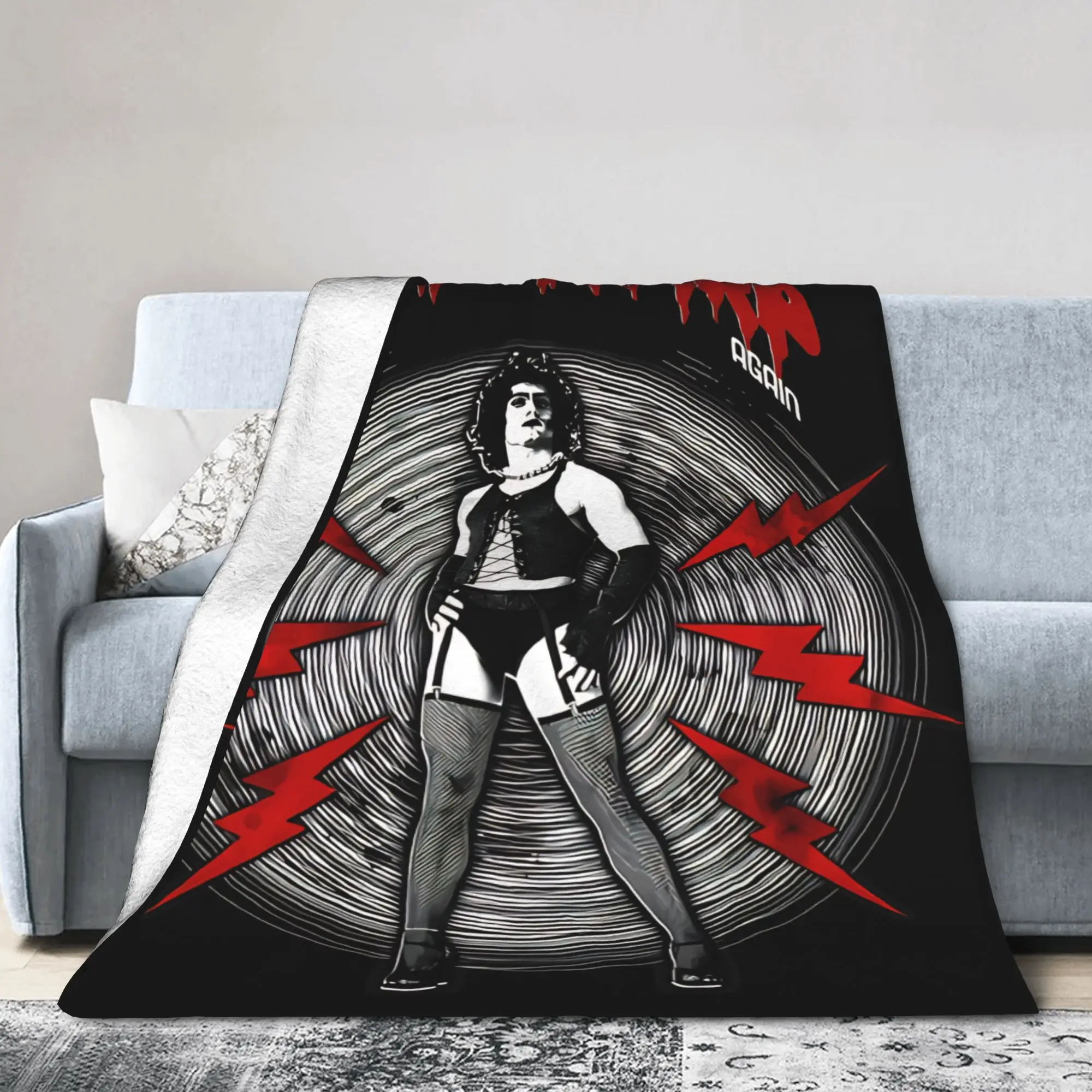 Frank N Furter Horror Movie Knitted Blankets The Rocky Horror Picture Show Flannel Throw Blankets Airplane Travel Bedspreads