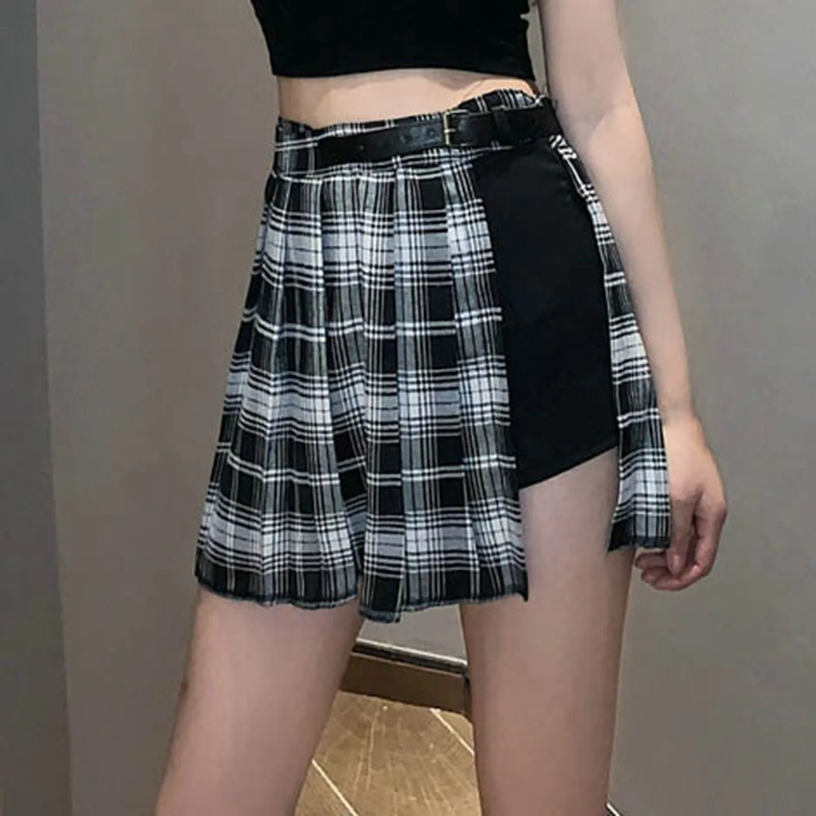 Women'S Fashion Pleated Plaid Skirt Corset Sexy Fashion Short Skirt Spring And Summer New Beautiful Elegant Casual Skirt