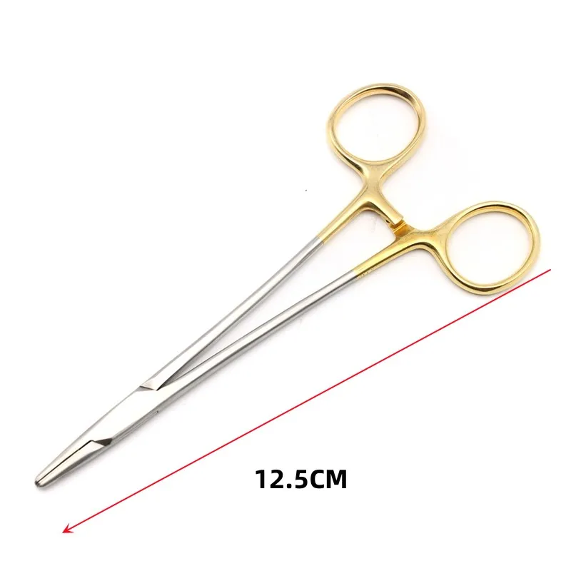 Dental Needle Holder Plier TC Head Reusable Stainless Steel Gold Plated Handle Orthodontic Forcep Surgical Instrument Tools