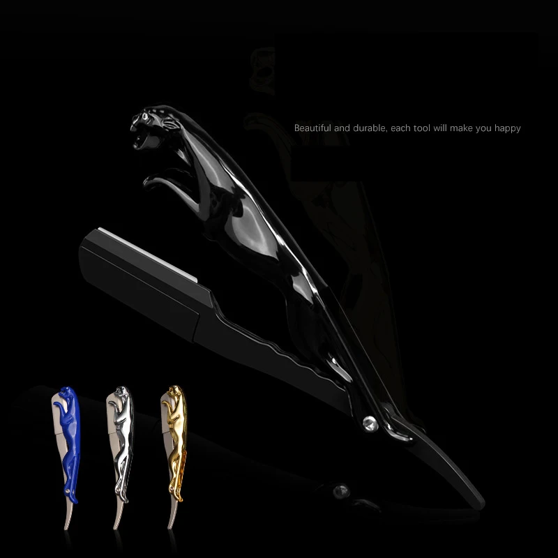 New 1pcs Foldable Straight Edge Barber Razor  Blade Handle Folding Shaver Knife Shaving Tool Beard Hair Cutting Tool Gift