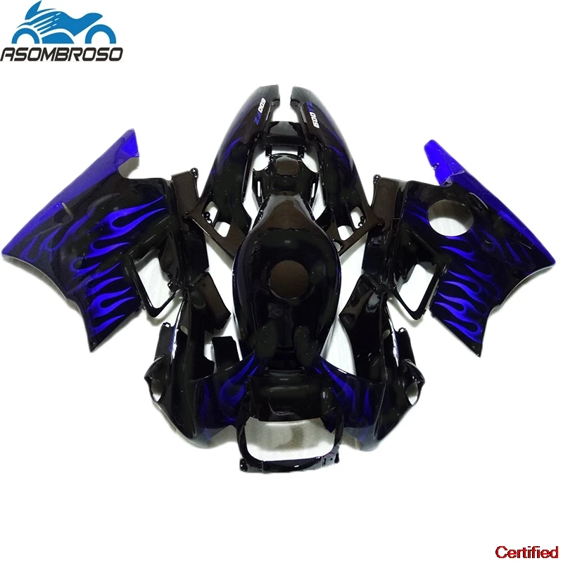 

New Blue Flames Black Bodywork Fairing Kits For Honda CBR600 F2 1991 1992 1993 1994 Fairings Set Cbr600 F2 91 92 93 94 SX28
