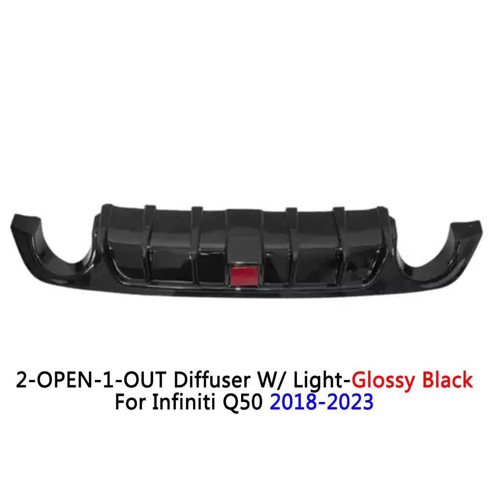 Achterbumper Diffuser Lip W/Licht voor Infiniti Q50 2018-2023 Accessoires Posterior Lip Body Kit Auto exterieur Modificatie Onderdelen