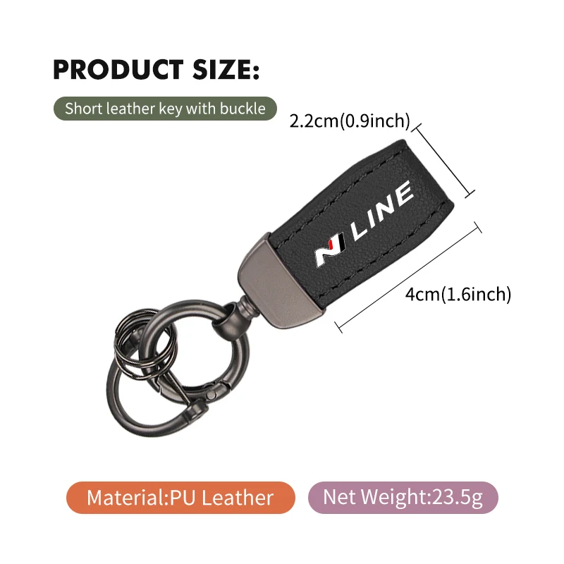 Car Key Chain Leather Multiple Colors Keychain Auto Logo For Hyundai N LINE i30 i20 Sonata Accent Tucson Elantra Azera