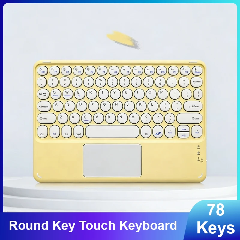 

Круглая Bluetooth-клавиатура с тачпадом, перезаряжаемая беспроводная клавиатура, универсальная для iPad, iPhone, планшетов и ПК