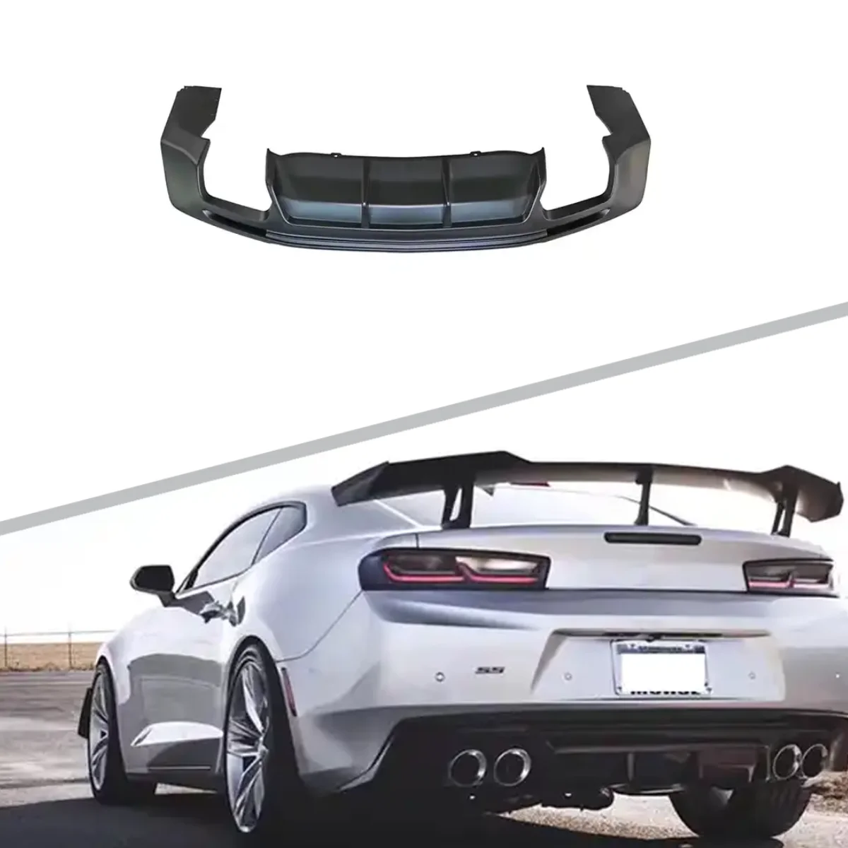 Manufactured RS Style Dual Outlet Rear Diffuser Lip fits For Chevrolet Camaro 2016-2022