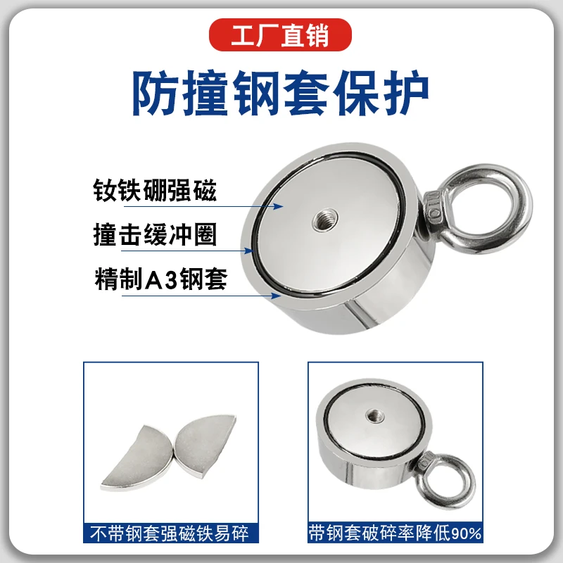 إنقاذ قطعة أثرية مستديرة كبيرة معلقة حلقة وعاء المغناطيسي المغناطيس القوي النيوديميوم الحديد البورون المغناطيسي جذب هوك كوب الشفط #2