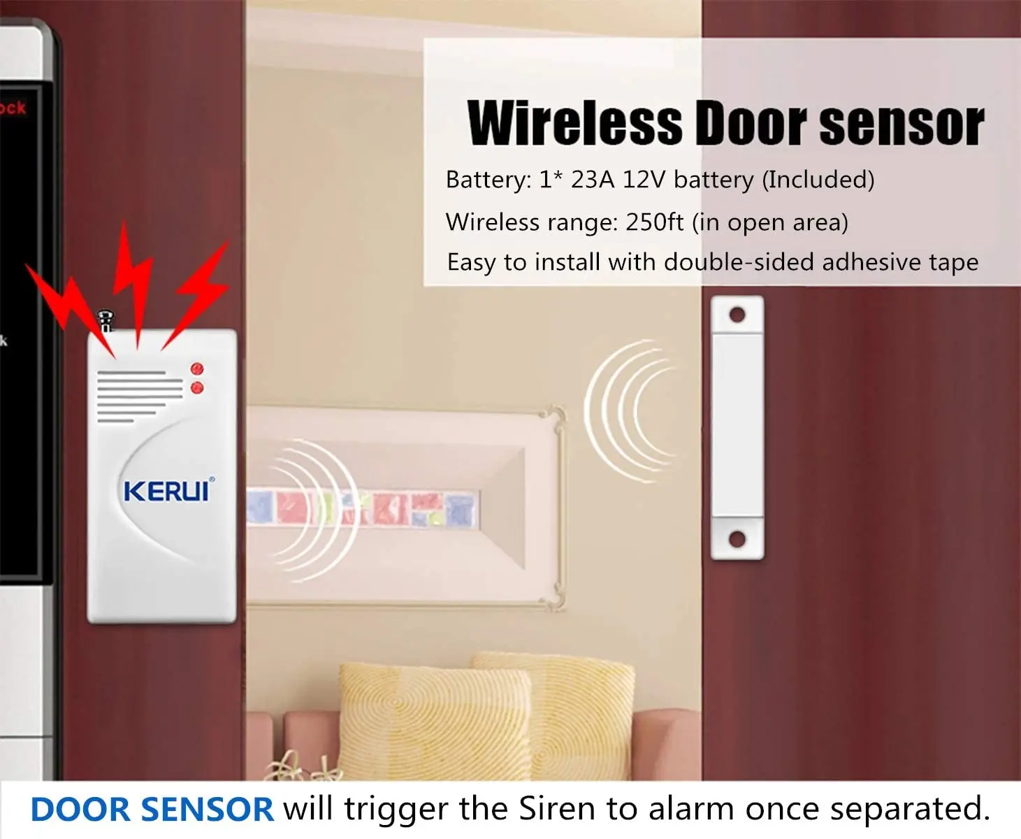 KERUI Security Alarm System Loud Siren Alert Burglar Window Door Sensors Motion Sensor Alarm With Remote Control