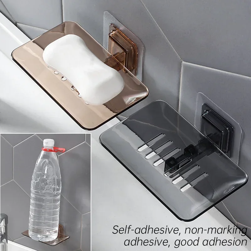 1pcs Creative Draining Soap Holder No Drilling Soap Box Suction Cup Wall-mounted Soap Holder Soaps Tray Bathroom Accessories