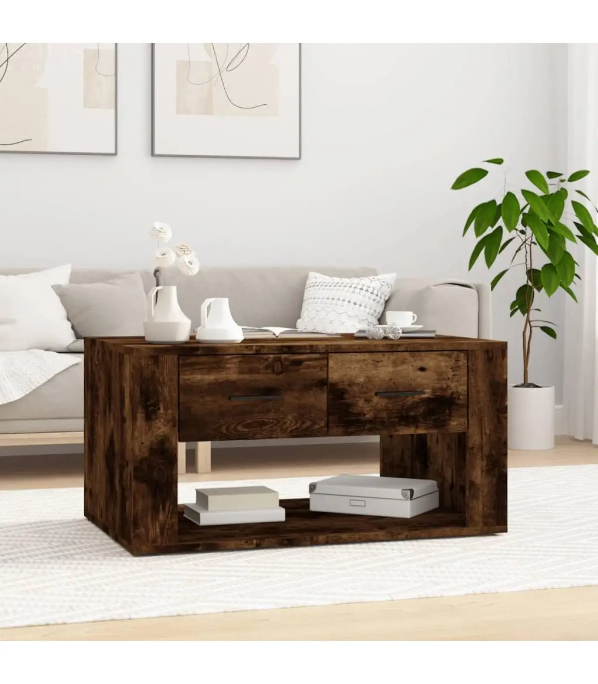 Coffee tables table table plywood smoked oak 80x50x40 cm