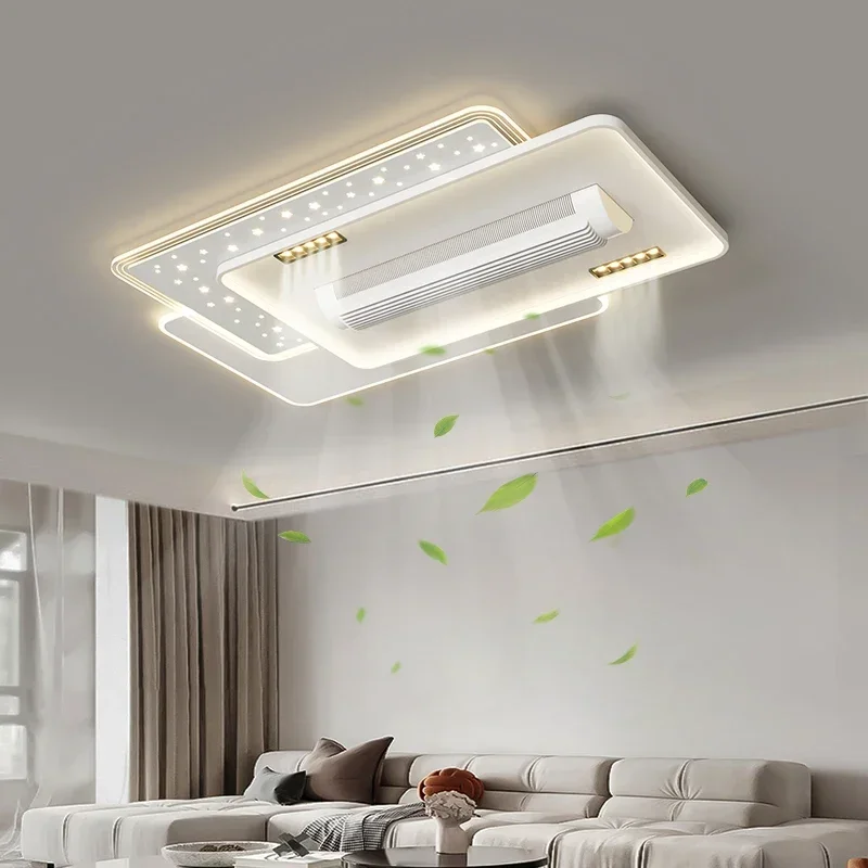 Square Round Leaf Less Fan Light Full Spectrum LED Bright Eye Protection Ceiling Light 180 Degree Blowing Cool and Silent