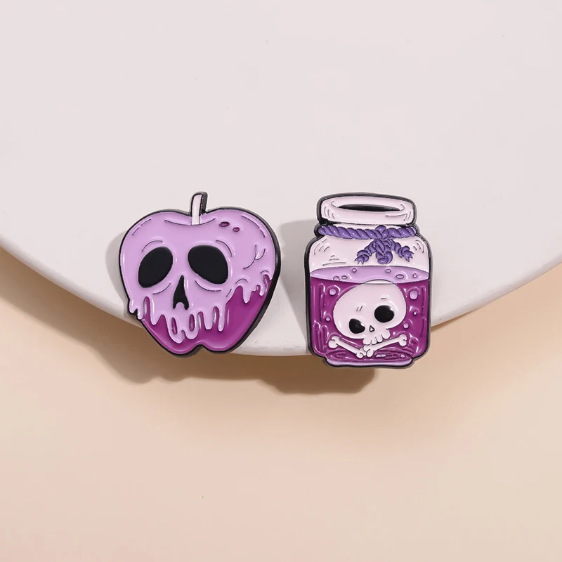 Halloween Camel Potion Enamel Pins Terror Skull Apple Wizard's Potion Brooch Creative Backpack Clothes Lapel Badge Gift For Kid