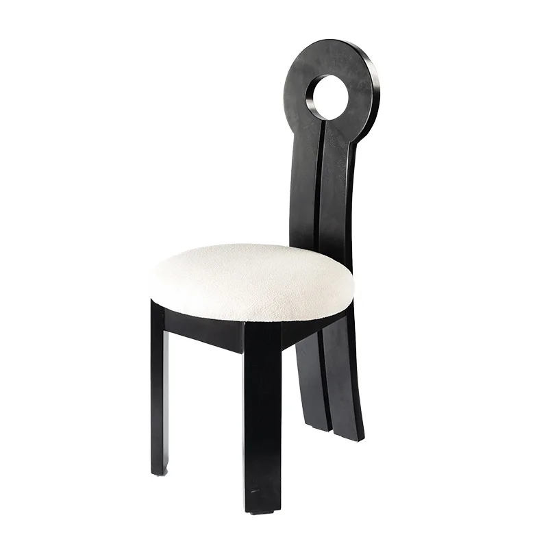 

retro light luxury dining chair home simple solid wood makeup chair wabi sandy wind simple backrest mermaid chair