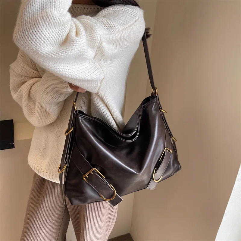 Design Belt Buckle Shoulder Bags for Women Leather Female 2023 Trend Winter Fashion Crossbody Bag Handbags and Purse