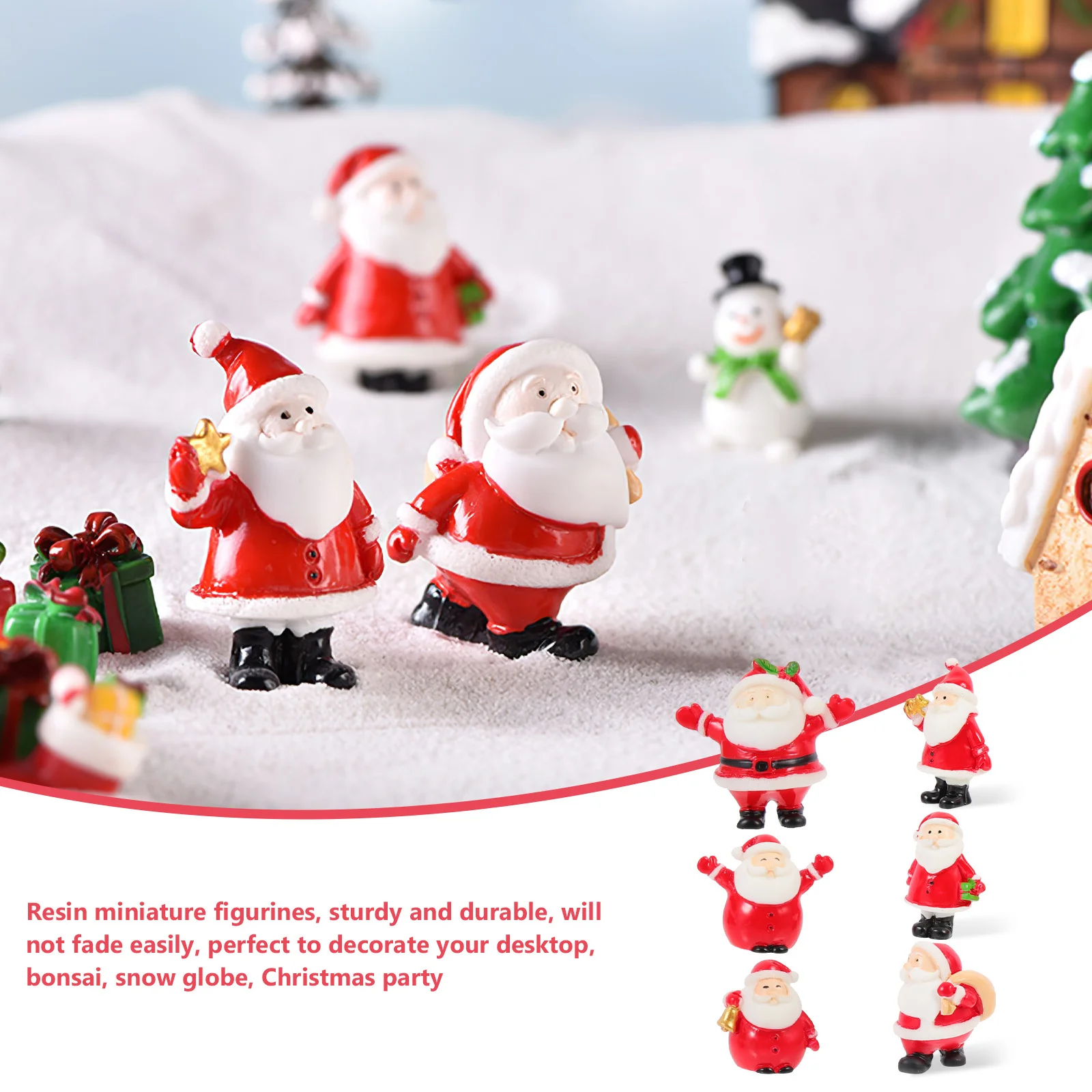 

12Pcs Santa Claus Resin Miniatures Small Cartoon Xmas Tabletop Decorations Christmas Party Gifts Mini Ornaments