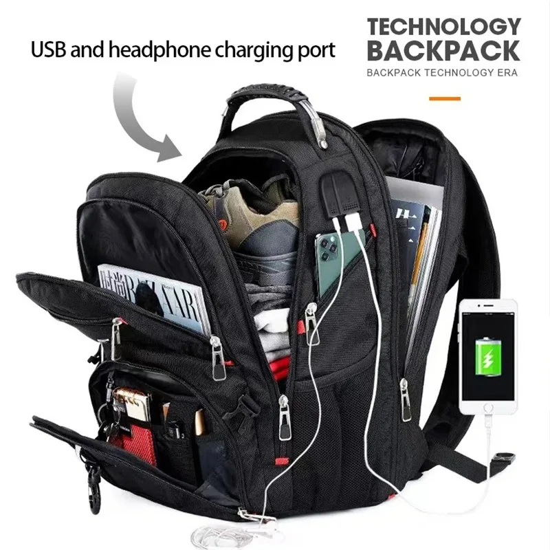 Imagem -05 - Mochila Masculina para Laptop de 1617 Antirroubo Multifuncional Porta Usb à Prova Dágua Mochila de Viagem de Grande Capacidade Masculina