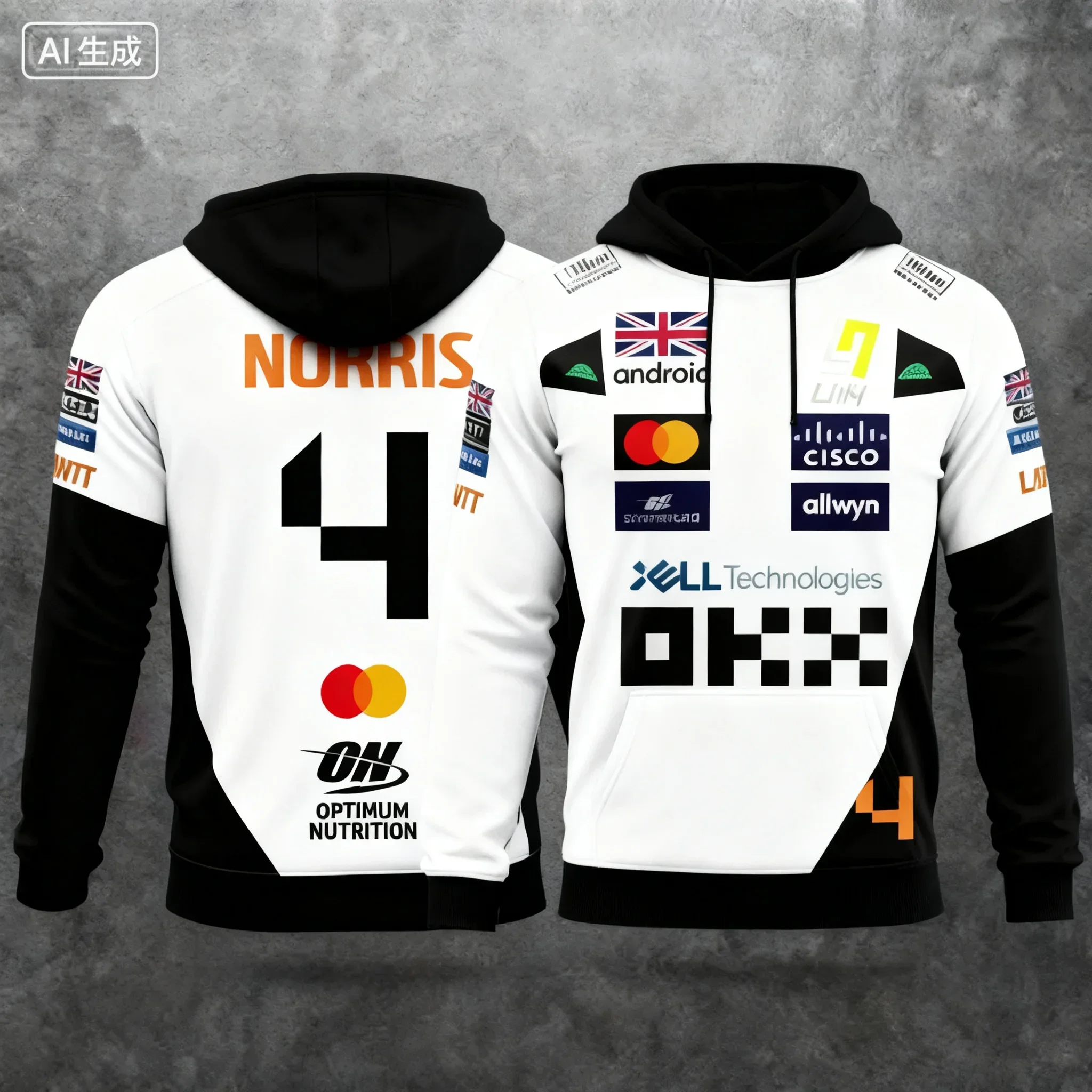 Lando Norris Otoño/Invierno 2025 Nueva colección La combinación perfecta de sudaderas con capucha de estilo de carreras y ropa para deportes extremos