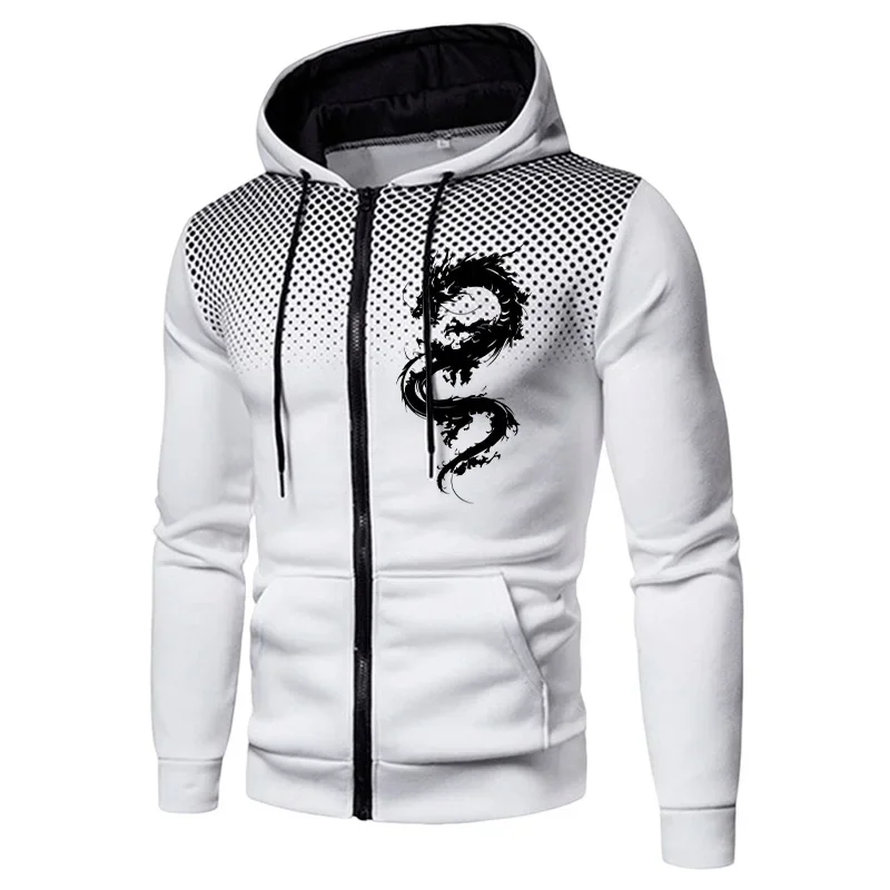 Men's Paris Dragon Pattern Fashion Print Set Two Piece Set Hoodie and Warm Pants Winter Simple Hoodie Set Clearance Men Clothing view 6