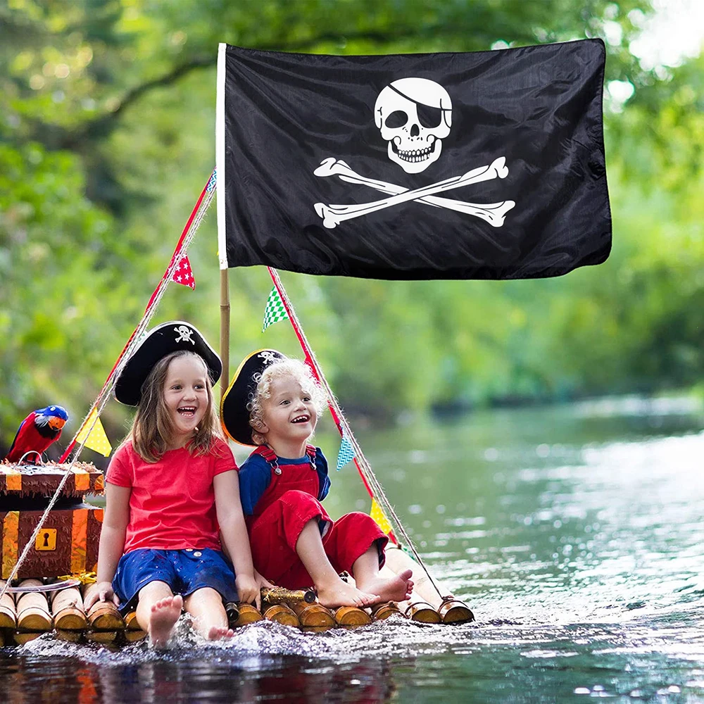 90x150cm Halloween Pirate Flags Jolly Rackham Pirate Flag Skull Bone Pirate Banner Halloween Retro Decorations Flag Home Decor