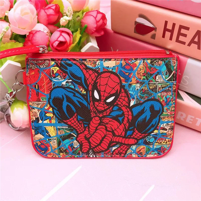 Spiderman Card Bag Spider-Man Card Id Holder Shell Leather Case Anime Figures Spider Man Wallet Coin Purse Keychain Gift Decor