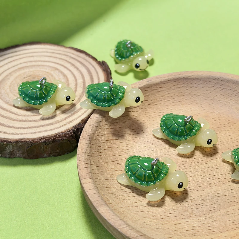 10 unids/pack 3D pequeña tortuga marina resina encantos Kawaii Animal marino pendiente llaveros colgante accesorio DIY océano joyería hacer