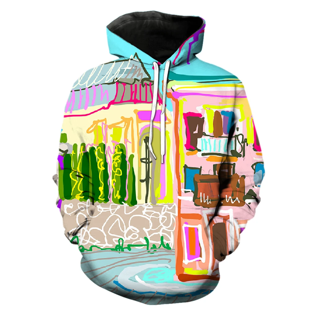 Abstract Art Graffiti Men's Hoodies Streetwear Fashion Tops Sweatshirts 3D Print 2022 Hot Sale Casual Spring Teens Cool Unisex