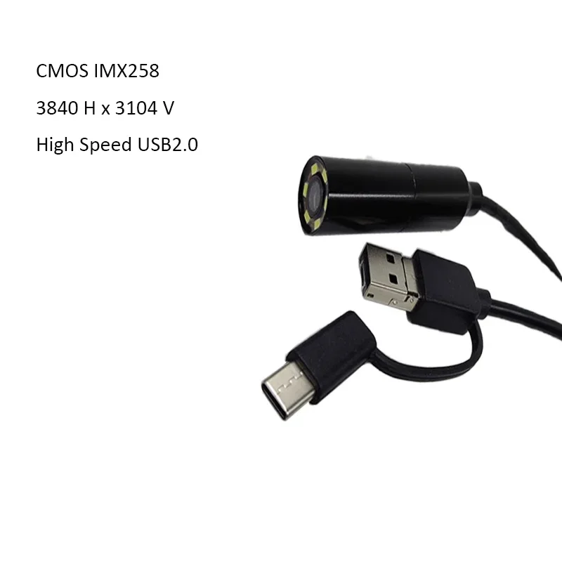 

4K 12MP HD AF endoscope USB camera module imx258 sensor, digital microphone LED light industrial grade waterproof pipe with case