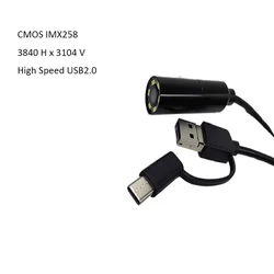 4K 12MP HD AF endoscope USB camera module imx258 sensor, digital microphone LED light industrial grade waterproof pipe with case