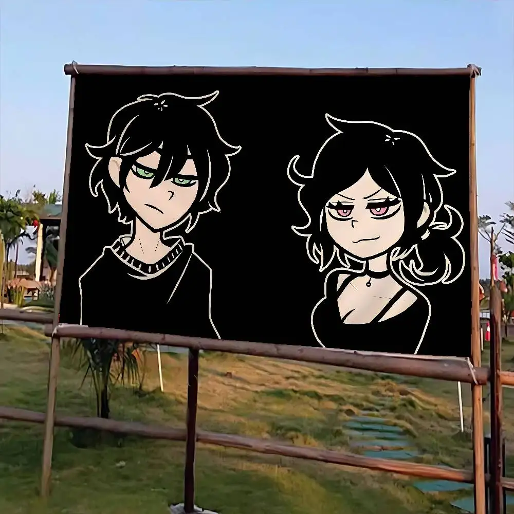Anime The Coffin Of Andy And Leyley Banner Art Printing Japanese Wall Flag Anime Wall Hanging Home Decor