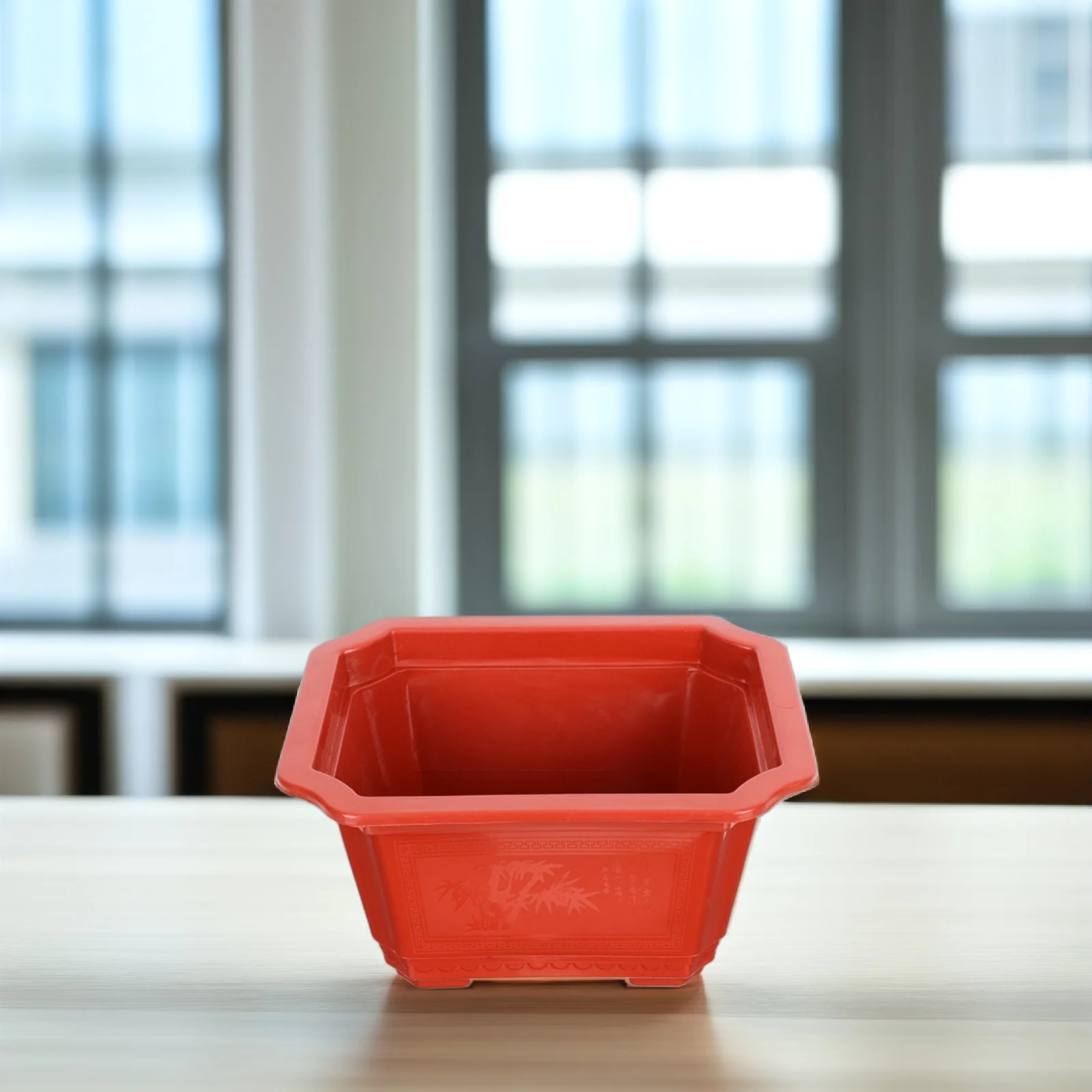

5PCS Thickened Plastic Flower Pots Large Rectangular Planters Vintage Ceramic Style Balcony Garden Planter