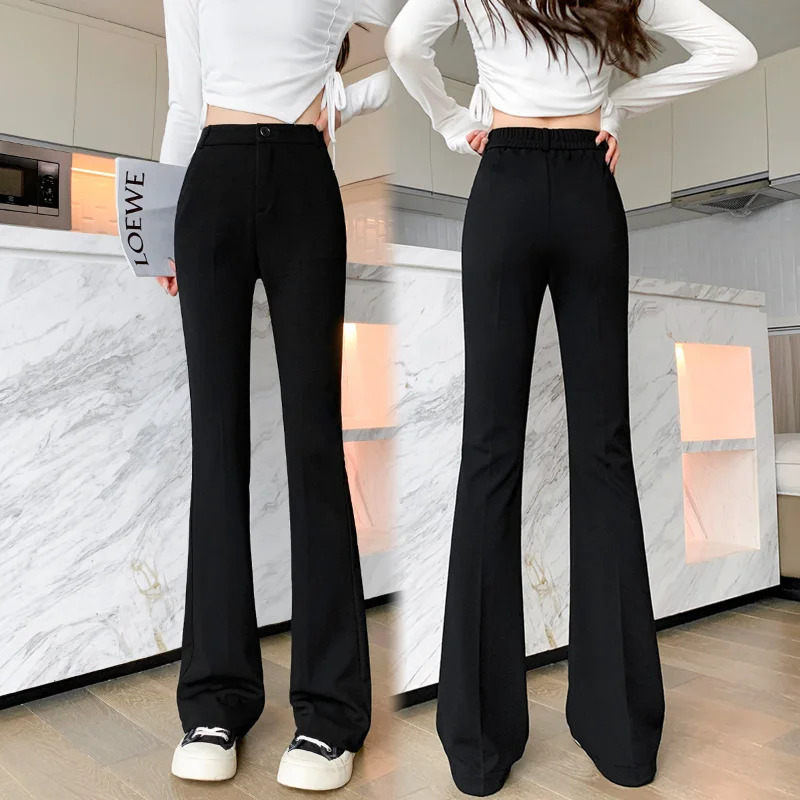 

Women's High Waist Loose Sweatants, Black Sport Pants, Female Streetwear, Straight, Y2K Fashion, Autumn, 2023