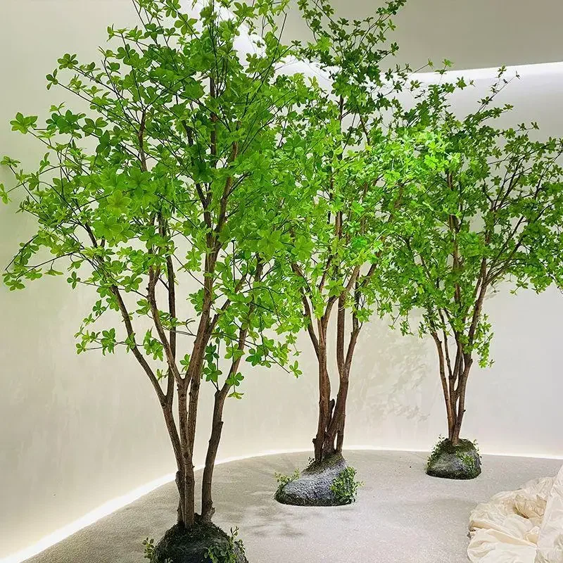 Simulazione di albero finto appeso campana albero paesaggio piante verdi design interno finestra cavallo legno ubriaco