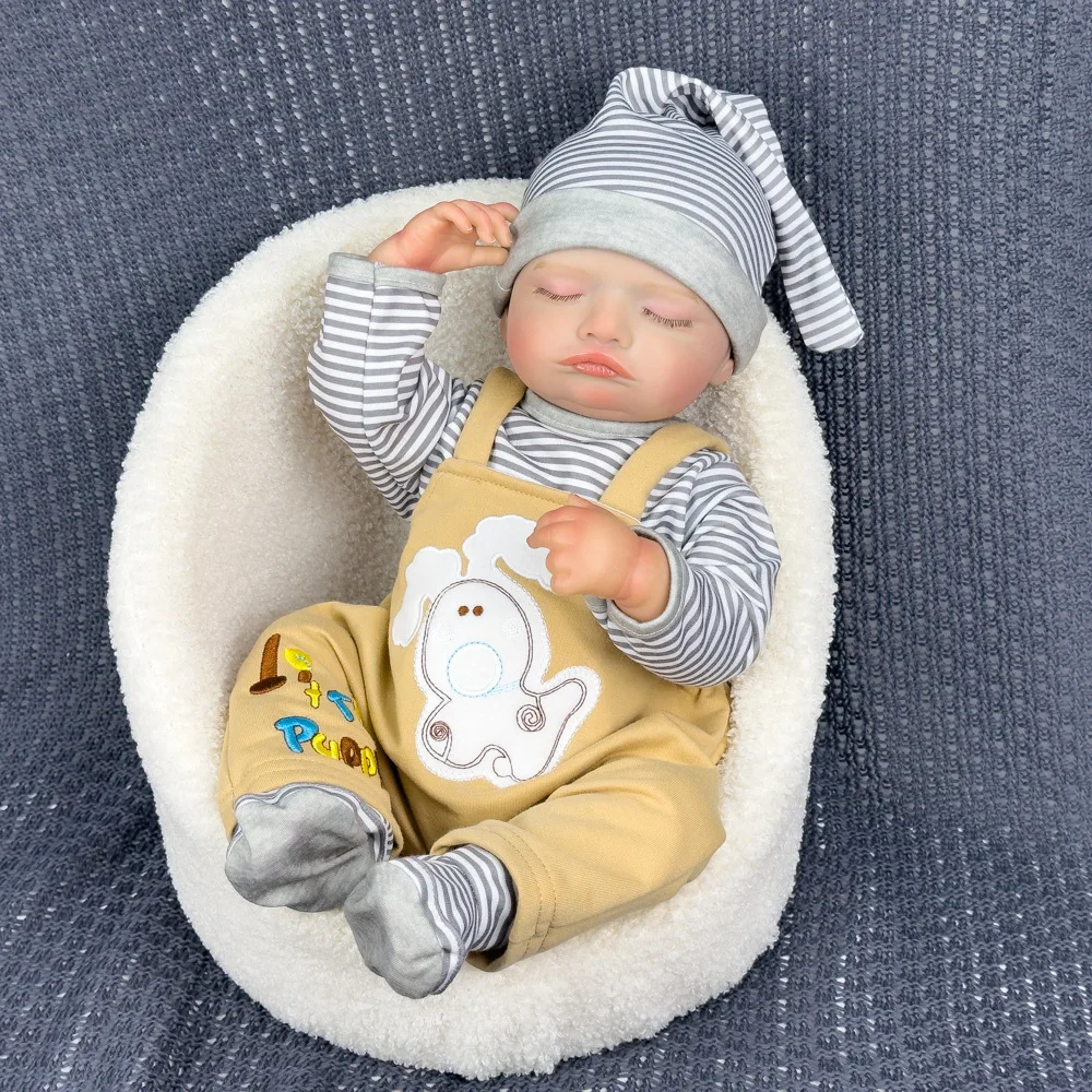 20 Inch Sleeping Reborn Baby Doll, Premium Vinyl Material, Cute Expression & Exquisite Features, Fully Poseable Limbs, Gift Box