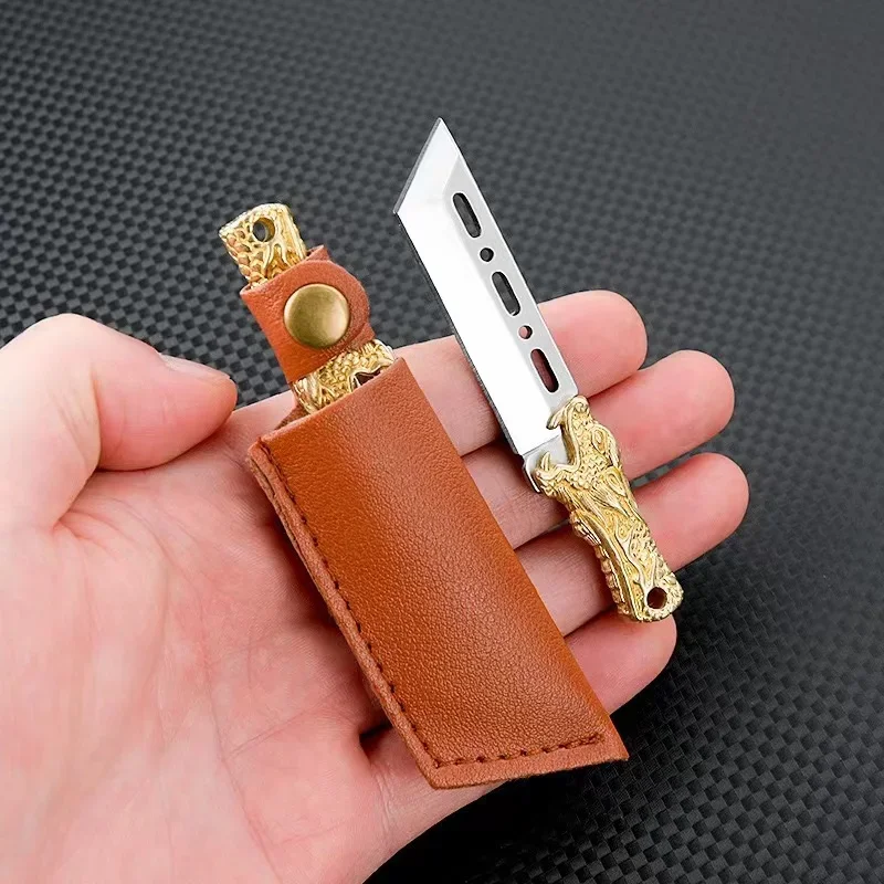 NEW Mini color wooden handle small straight knife portable key chain pendant unboxing small expert delicate knife