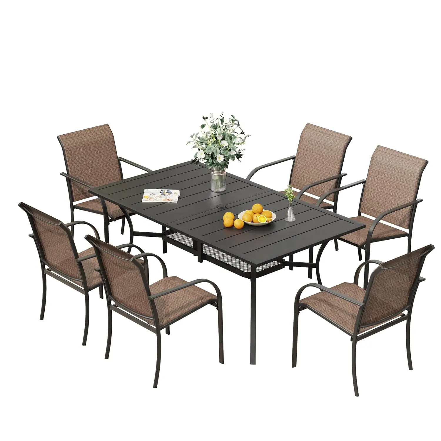 

Комплект садовой мебели для 6 человек: стол и 6 складных стульев, металлический уличный стол, индивидуальный дизайн