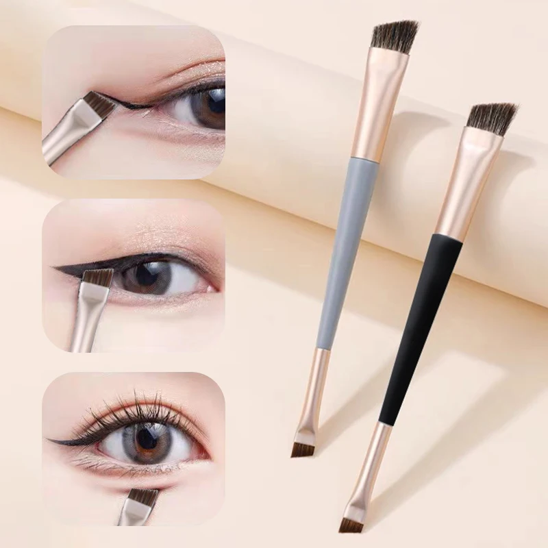 Professional Eyebrow Brush Eyeliner Angled Flat Head Blade Eye Liner Brow Contour Makeup Brushes Double-head Make Up Tools