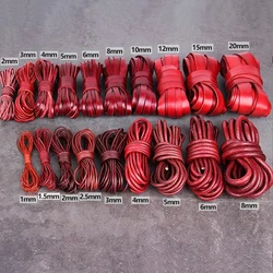 1/2/3/4/5/6/8mm 2meter Red Retro Coffee Cow Leather Strap Findings Flat/Round Leather Cord String Rope DIY Bracelet Making
