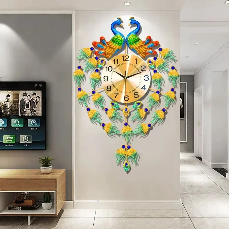 

Peacock Wall Clock Modern Design Large Home Decor Luminous Wall Clocks Living Room Decoration Dining Room Decor LEDWatch Peacock