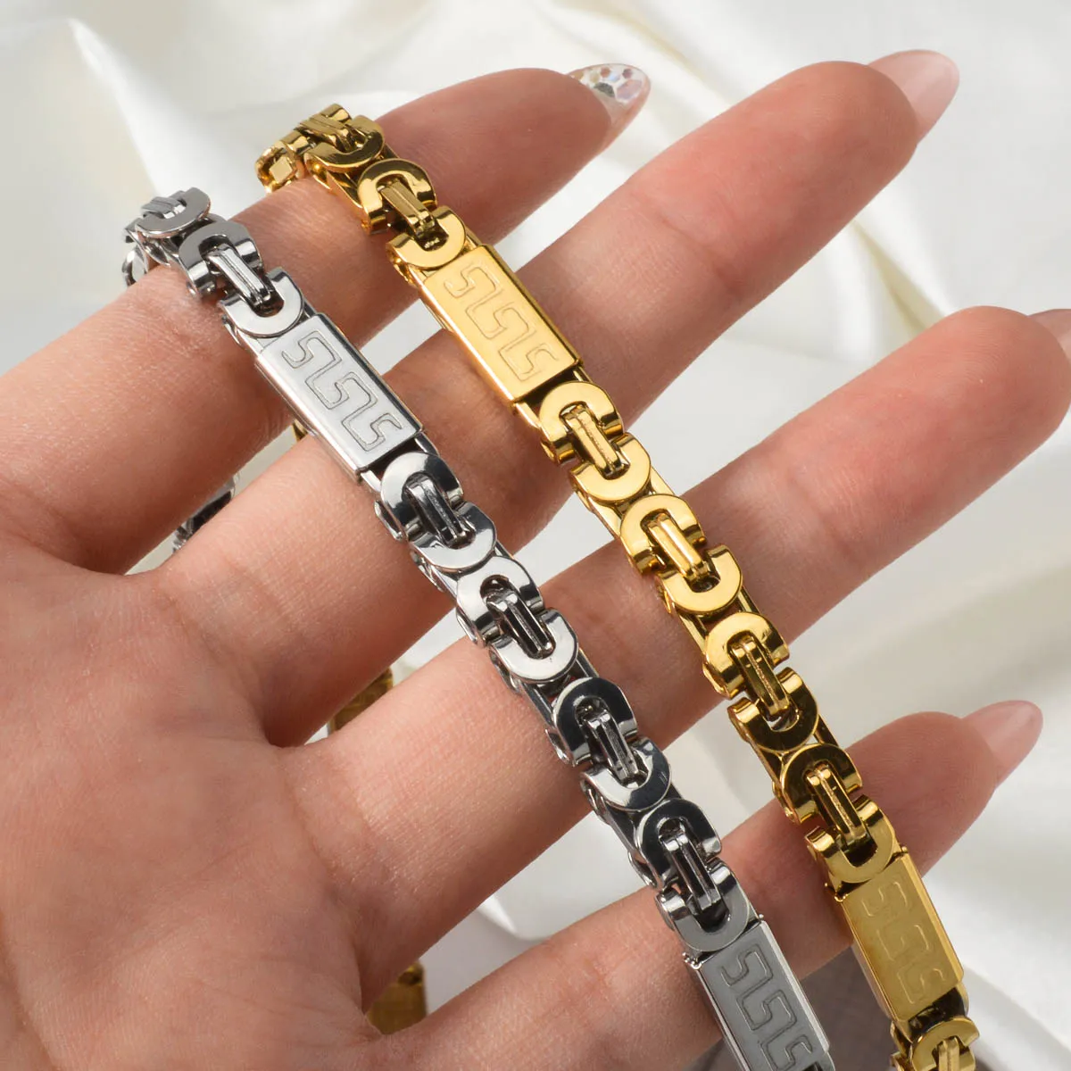 

10pcs Wholesale Stainless Steel Hip-hop Necklace 7mm Rectangular Link Chain Fashion Jewelry Necklace Men Women Daily Wear