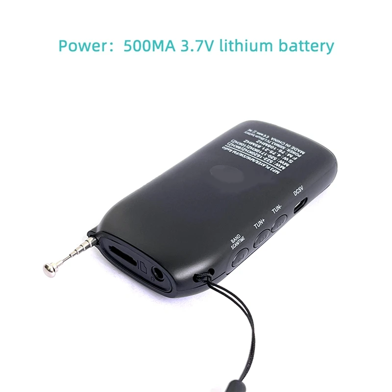 Portable Radio Pocket FM AM SW MW MP3 Player Stereo Digital Receiver LCD Screen High Sensitivity Loudspeaker Antenna